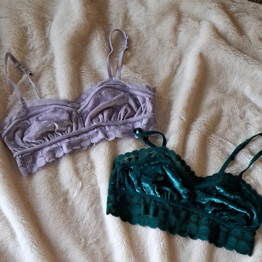 Aerie Lace Bralette Duo - Lavender and Teal